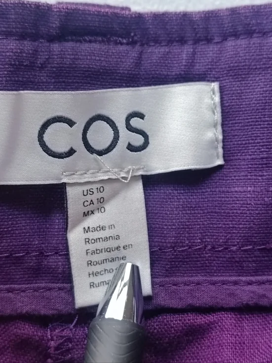 COS Plum Purple High-Rise Wide Leg Linen Trousers Size 10 - Picture 6 of 15